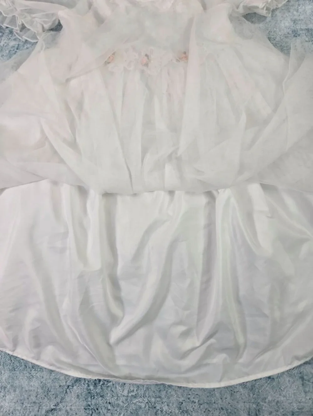 Laura Ashley London White Layered Tulle Short Puff Sleeve Dress Girls Size 6